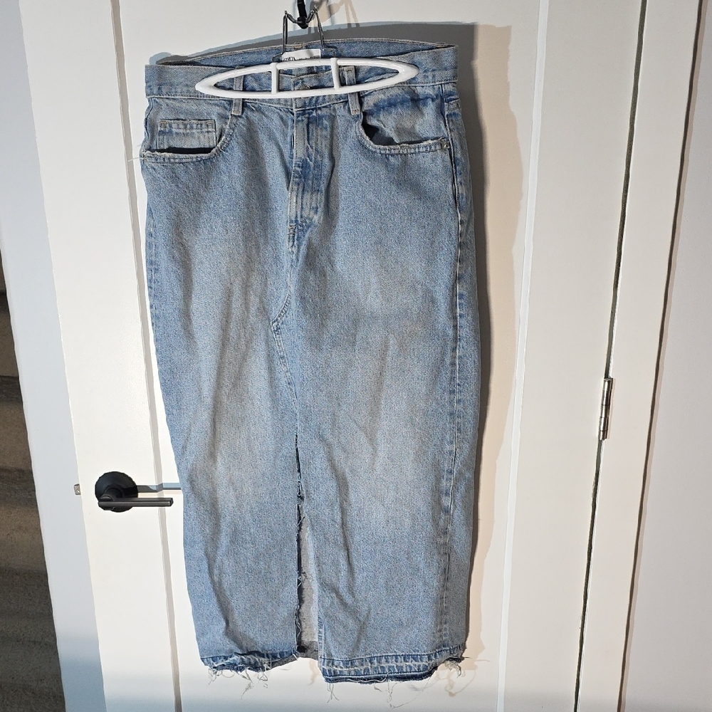 Zara Light Blue Denim Maxi Skirt